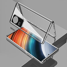 Custodia Lusso Alluminio Laterale Specchio 360 Gradi Cover per Xiaomi Poco F4 5G Argento