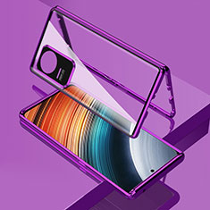 Custodia Lusso Alluminio Laterale Specchio 360 Gradi Cover per Xiaomi Poco F4 5G Viola