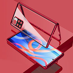 Custodia Lusso Alluminio Laterale Specchio 360 Gradi Cover per Xiaomi Poco M4 Pro 5G Rosso