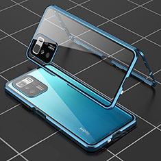 Custodia Lusso Alluminio Laterale Specchio 360 Gradi Cover per Xiaomi Poco X3 GT 5G Blu