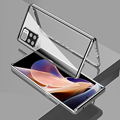 Custodia Lusso Alluminio Laterale Specchio 360 Gradi Cover per Xiaomi Poco X4 NFC Argento