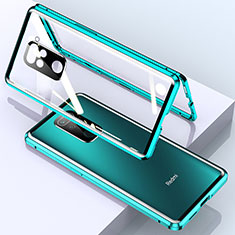 Custodia Lusso Alluminio Laterale Specchio 360 Gradi Cover per Xiaomi Redmi 10X 4G Ciano