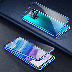 Custodia Lusso Alluminio Laterale Specchio 360 Gradi Cover per Xiaomi Redmi 10X 5G Blu