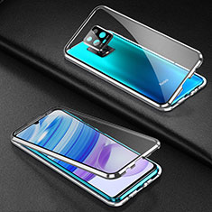 Custodia Lusso Alluminio Laterale Specchio 360 Gradi Cover per Xiaomi Redmi 10X Pro 5G Argento