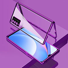 Custodia Lusso Alluminio Laterale Specchio 360 Gradi Cover per Xiaomi Redmi 9 Power Viola