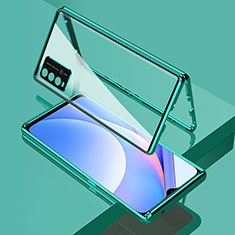 Custodia Lusso Alluminio Laterale Specchio 360 Gradi Cover per Xiaomi Redmi 9T 4G Verde