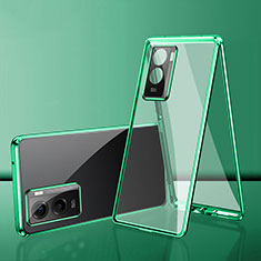 Custodia Lusso Alluminio Laterale Specchio 360 Gradi Cover per Xiaomi Redmi A1 Verde