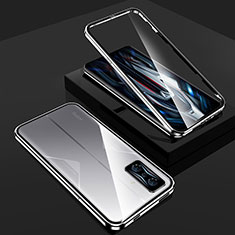 Custodia Lusso Alluminio Laterale Specchio 360 Gradi Cover per Xiaomi Redmi K50 Gaming 5G Argento