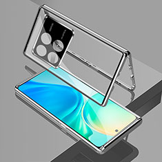 Custodia Lusso Alluminio Laterale Specchio 360 Gradi Cover per Xiaomi Redmi K70 5G Argento