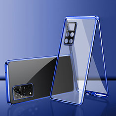 Custodia Lusso Alluminio Laterale Specchio 360 Gradi Cover per Xiaomi Redmi Note 11 4G (2022) Blu