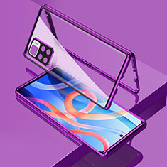 Custodia Lusso Alluminio Laterale Specchio 360 Gradi Cover per Xiaomi Redmi Note 11 5G Viola