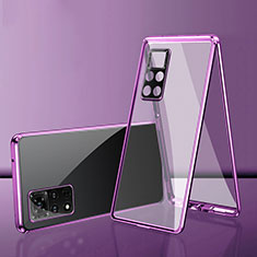 Custodia Lusso Alluminio Laterale Specchio 360 Gradi Cover per Xiaomi Redmi Note 11 Pro 4G Viola