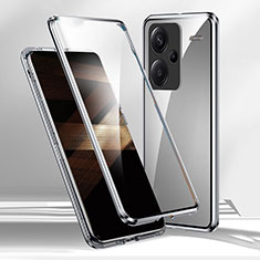 Custodia Lusso Alluminio Laterale Specchio 360 Gradi Cover per Xiaomi Redmi Note 13 Pro+ Plus 5G Argento