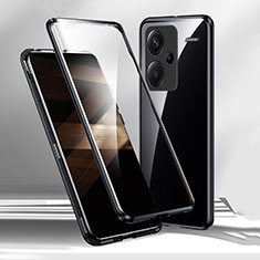 Custodia Lusso Alluminio Laterale Specchio 360 Gradi Cover per Xiaomi Redmi Note 13 Pro+ Plus 5G Nero
