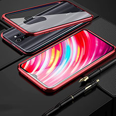 Custodia Lusso Alluminio Laterale Specchio 360 Gradi Cover per Xiaomi Redmi Note 8 Pro Rosso