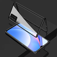 Custodia Lusso Alluminio Laterale Specchio 360 Gradi Cover per Xiaomi Redmi Note 9 4G Nero