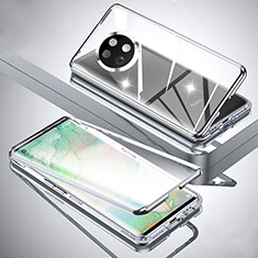 Custodia Lusso Alluminio Laterale Specchio 360 Gradi Cover per Xiaomi Redmi Note 9 5G Argento