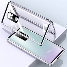 Custodia Lusso Alluminio Laterale Specchio 360 Gradi Cover per Xiaomi Redmi Note 9 Argento