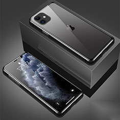 Custodia Lusso Alluminio Laterale Specchio 360 Gradi Cover T01 per Apple iPhone 11 Nero