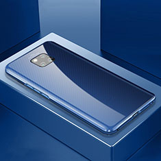 Custodia Lusso Alluminio Laterale Specchio 360 Gradi Cover T01 per Huawei Mate 20 Pro Blu