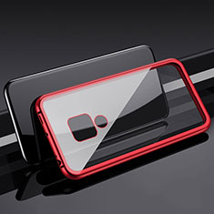 Custodia Lusso Alluminio Laterale Specchio 360 Gradi Cover T01 per Huawei Mate 20 Rosso