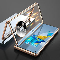 Custodia Lusso Alluminio Laterale Specchio 360 Gradi Cover T01 per Huawei Mate 40 Oro
