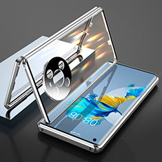 Custodia Lusso Alluminio Laterale Specchio 360 Gradi Cover T01 per Huawei Mate 40E 5G Argento