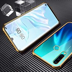 Custodia Lusso Alluminio Laterale Specchio 360 Gradi Cover T01 per Huawei Nova 4e Oro