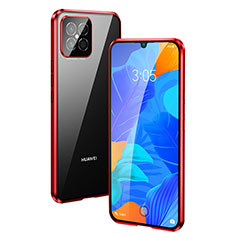 Custodia Lusso Alluminio Laterale Specchio 360 Gradi Cover T01 per Huawei Nova 8 SE 5G Rosso