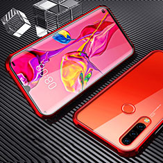 Custodia Lusso Alluminio Laterale Specchio 360 Gradi Cover T01 per Huawei P30 Lite New Edition Rosso