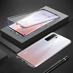Custodia Lusso Alluminio Laterale Specchio 360 Gradi Cover T01 per Huawei P40 Lite 5G Argento