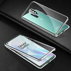 Custodia Lusso Alluminio Laterale Specchio 360 Gradi Cover T01 per OnePlus 8 Argento
