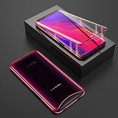 Custodia Lusso Alluminio Laterale Specchio 360 Gradi Cover T01 per Oppo Find X Super Flash Edition Rosso