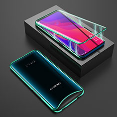 Custodia Lusso Alluminio Laterale Specchio 360 Gradi Cover T01 per Oppo Find X Super Flash Edition Verde