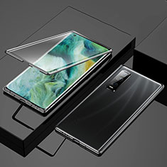 Custodia Lusso Alluminio Laterale Specchio 360 Gradi Cover T01 per Oppo Find X2 Pro Nero