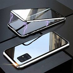 Custodia Lusso Alluminio Laterale Specchio 360 Gradi Cover T01 per Samsung Galaxy A51 5G Argento