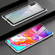 Custodia Lusso Alluminio Laterale Specchio 360 Gradi Cover T01 per Samsung Galaxy A70S Argento