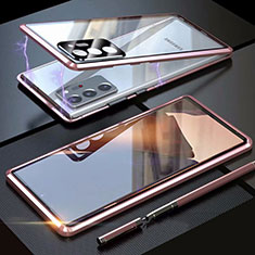 Custodia Lusso Alluminio Laterale Specchio 360 Gradi Cover T01 per Samsung Galaxy Note 20 Ultra 5G Rosa