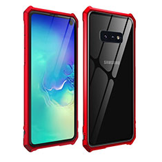 Custodia Lusso Alluminio Laterale Specchio 360 Gradi Cover T01 per Samsung Galaxy S10e Rosso