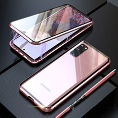 Custodia Lusso Alluminio Laterale Specchio 360 Gradi Cover T01 per Samsung Galaxy S20 Oro Rosa