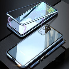Custodia Lusso Alluminio Laterale Specchio 360 Gradi Cover T01 per Samsung Galaxy S20 Plus 5G Blu