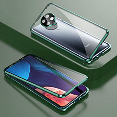 Custodia Lusso Alluminio Laterale Specchio 360 Gradi Cover T01 per Xiaomi Poco F2 Pro Verde