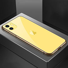 Custodia Lusso Alluminio Laterale Specchio 360 Gradi Cover T02 per Apple iPhone 11 Oro