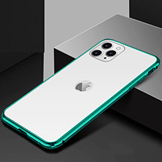 Custodia Lusso Alluminio Laterale Specchio 360 Gradi Cover T02 per Apple iPhone 11 Pro Ciano