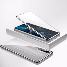 Custodia Lusso Alluminio Laterale Specchio 360 Gradi Cover T02 per Huawei Honor 20 Argento