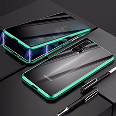 Custodia Lusso Alluminio Laterale Specchio 360 Gradi Cover T02 per Huawei Honor 20 Verde