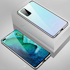 Custodia Lusso Alluminio Laterale Specchio 360 Gradi Cover T02 per Huawei Honor V30 5G Argento