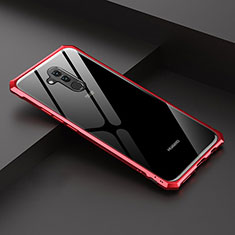 Custodia Lusso Alluminio Laterale Specchio 360 Gradi Cover T02 per Huawei Mate 20 Lite Rosso