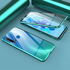 Custodia Lusso Alluminio Laterale Specchio 360 Gradi Cover T02 per Huawei P20 Lite (2019) Ciano