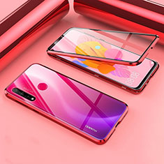 Custodia Lusso Alluminio Laterale Specchio 360 Gradi Cover T02 per Huawei P20 Lite (2019) Rosso